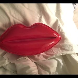 Red lip shaped bag